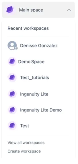 Recent workspaces