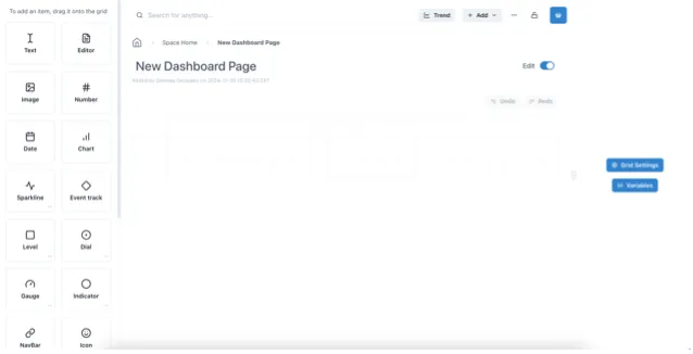 New dashboard page